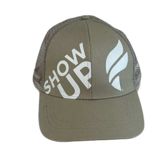 BOCO Cap Hat Unisex Snapback Color Tan SHOW UP Truckers White Gear Fleet Feet - Picture 1 of 10